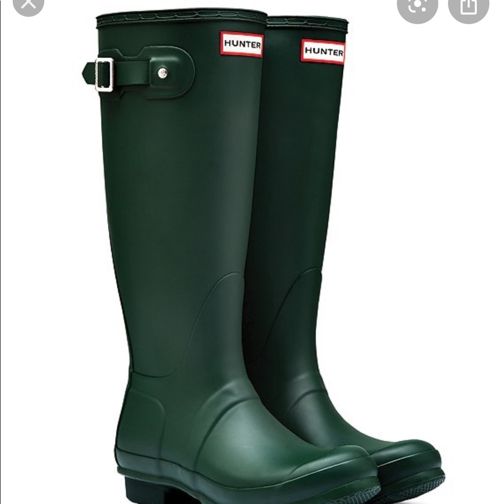WORN ONCE green matte tall hunter boots - Picture 2 of 3